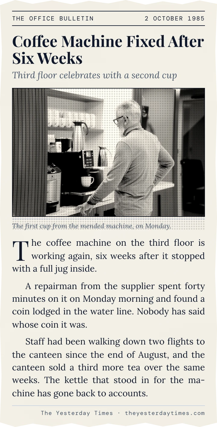 Newspaper clipping PNG with a transparent background, placed on a presentation slide
