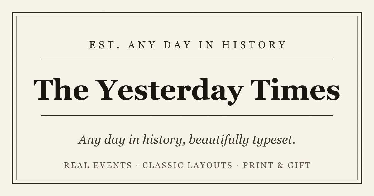 The Yesterday Times front page for October 15